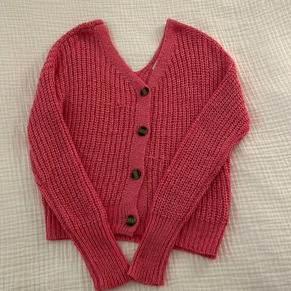 Bright Pink Knit Cardigan